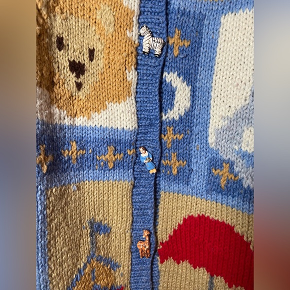 Vintage Hand knit Noah’s Ark cardigan Sweater - Picture 5 of 9